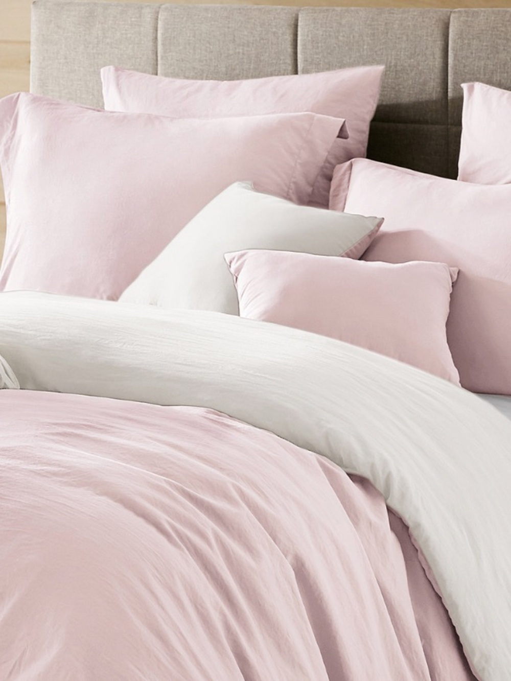 Soft Pink/White Cotton Duvet Cover Set TWIN/Twin LX